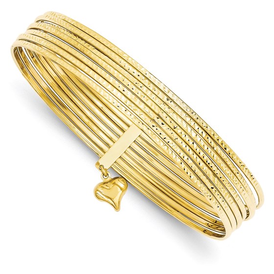 14k Gold Diamond Cut Slip-on 7 Bangle Bracelet 14k Gold Diamond Cut Slip-on 7 Bangle Bracelet